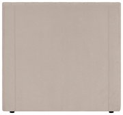 Beiges, gepolstertes Kopfteil mit Stoffbezug und umlaufender Steppung, frontale Ansicht