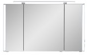 Moderner Spiegelschrank mit drei Spiegeltüren und integrierter LED-Aufsatzleuchte, frontale Ansicht.