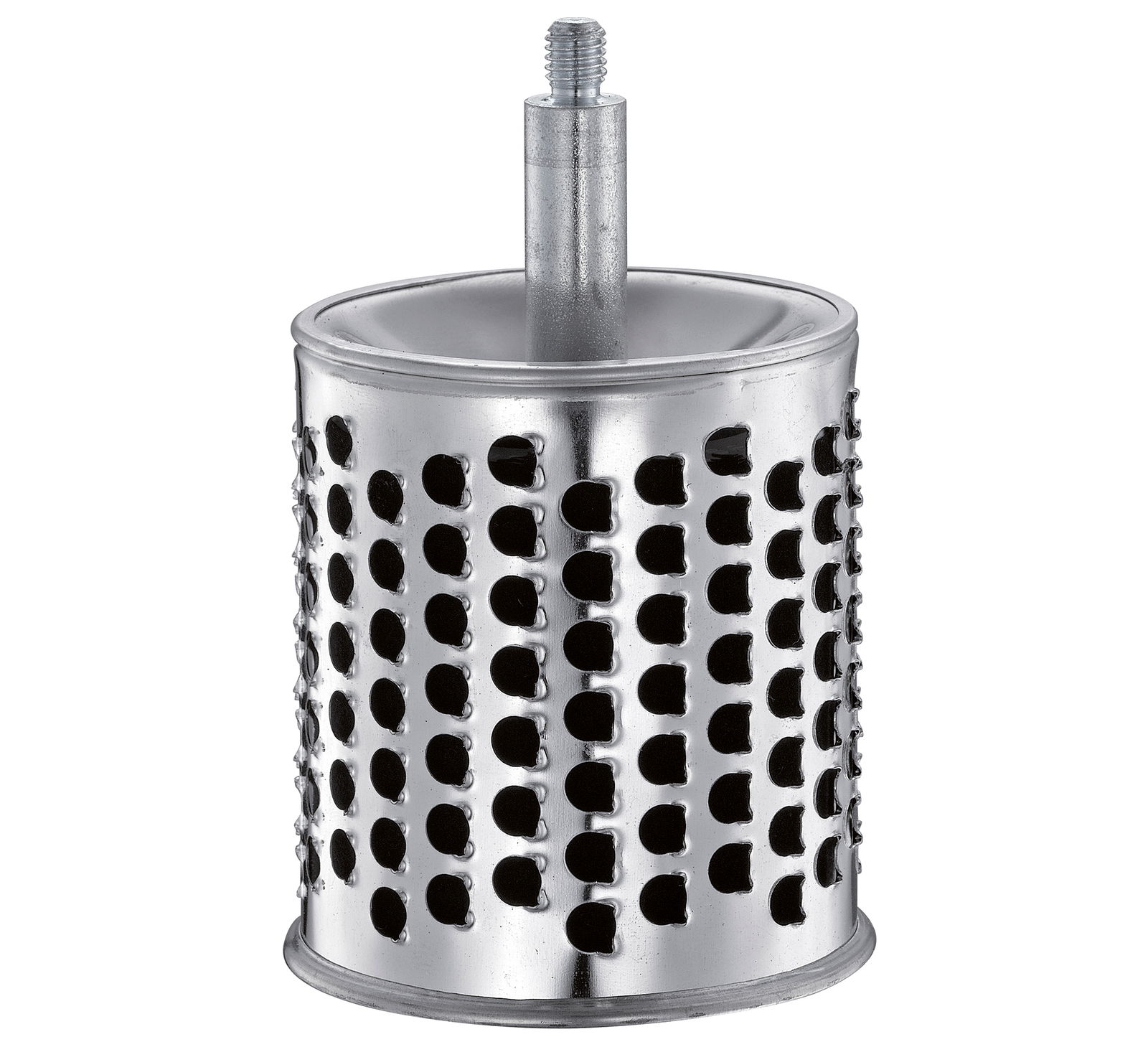 Trommelreibe CLASSIC, rot, aus Metall, seitliche Perspektive