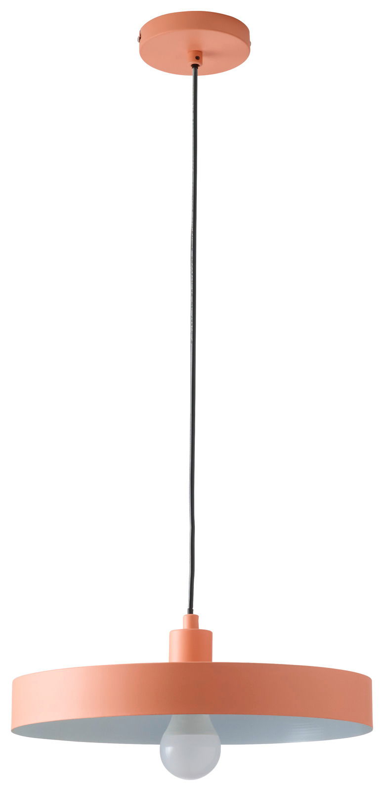 Hängeleuchte in Terrakotta-Farbe, seitliche Perspektive