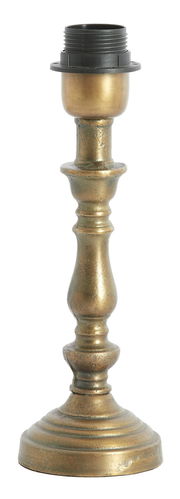 Antiker Lampenfuß aus Metall in Goldoptik, frontal abgebildet.