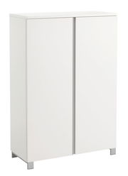 Weißer Schuhschrank mit zwei Türen, frontal betrachtet