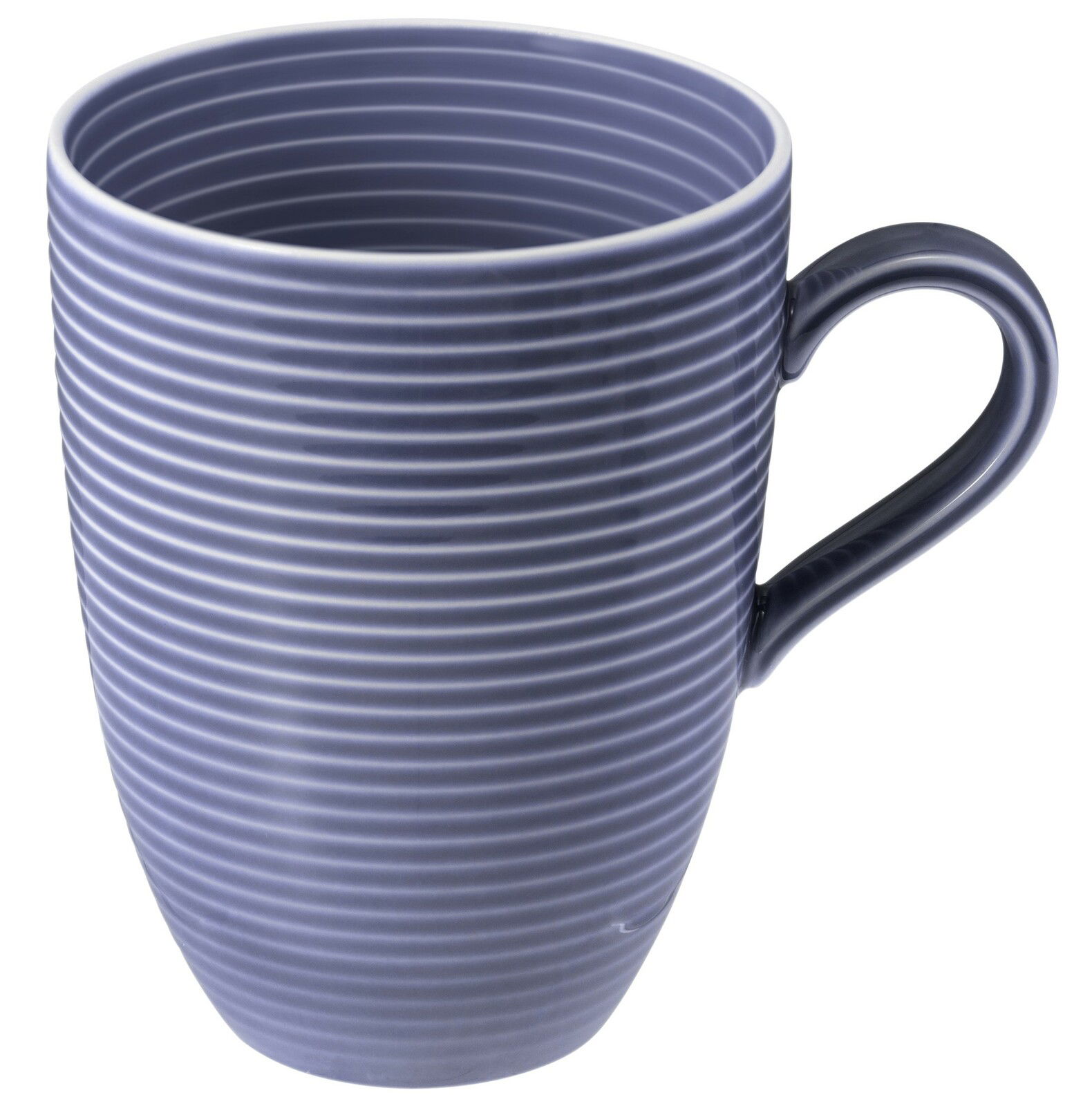 Blauer Becher mit Henkel, 0,35 l, seitliche Perspektive