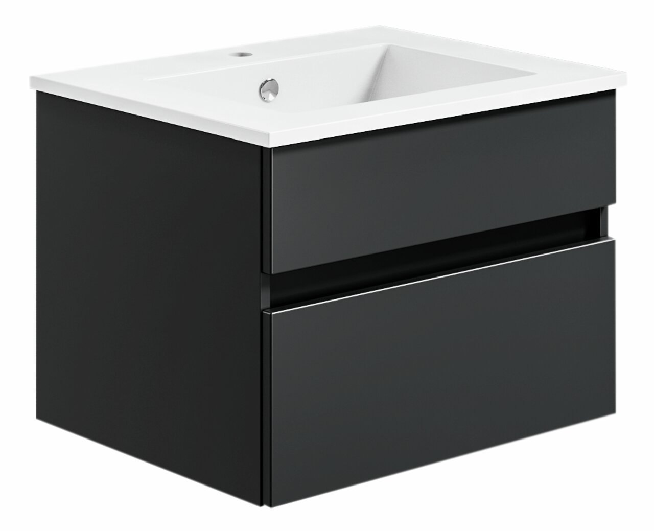 Puris Badkombination GET2YOU 21 Schwarze Badkombination mit Waschbecken, seitliche Perspektive