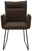 Moderner brauner Sessel mit Metallbeinen, Frontalansicht