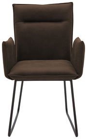 Moderner brauner Sessel mit Metallbeinen, Frontalansicht