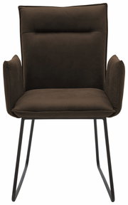 Moderner brauner Sessel mit Metallbeinen, Frontalansicht