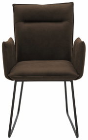 Moderner brauner Sessel mit Metallbeinen, Frontalansicht