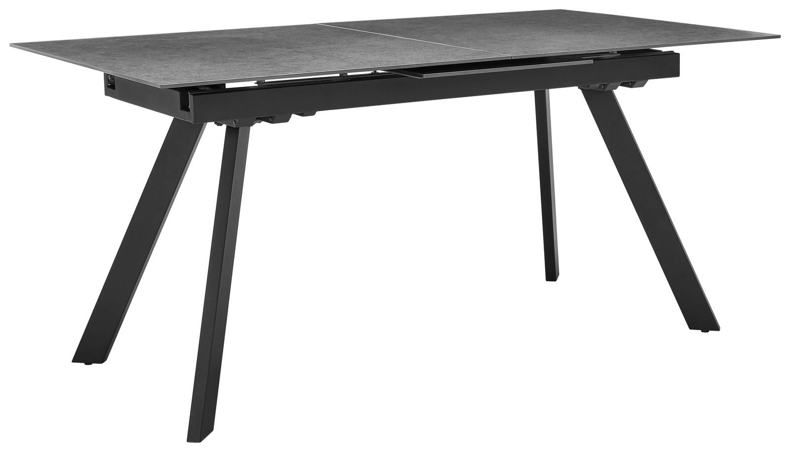 Novel Esstisch PLANET Moderner Esstisch mit schwarzem Gestell und grauer Tischplatte, seitliche Perspektive