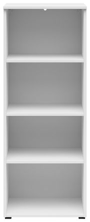 Weißes Regal mit vier Ebenen, frontale Ansicht