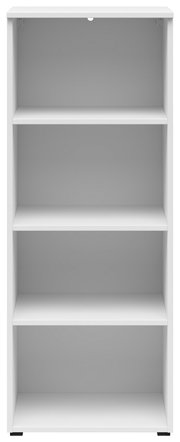 Weißes Regal mit vier Ebenen, frontale Ansicht