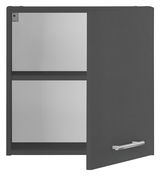 Moderner Hängeschrank XORA PRIMUS in dunklem Design mit einer offenen Tür, Frontalansicht