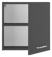 Moderner Hängeschrank XORA PRIMUS in dunklem Design mit einer offenen Tür, Frontalansicht