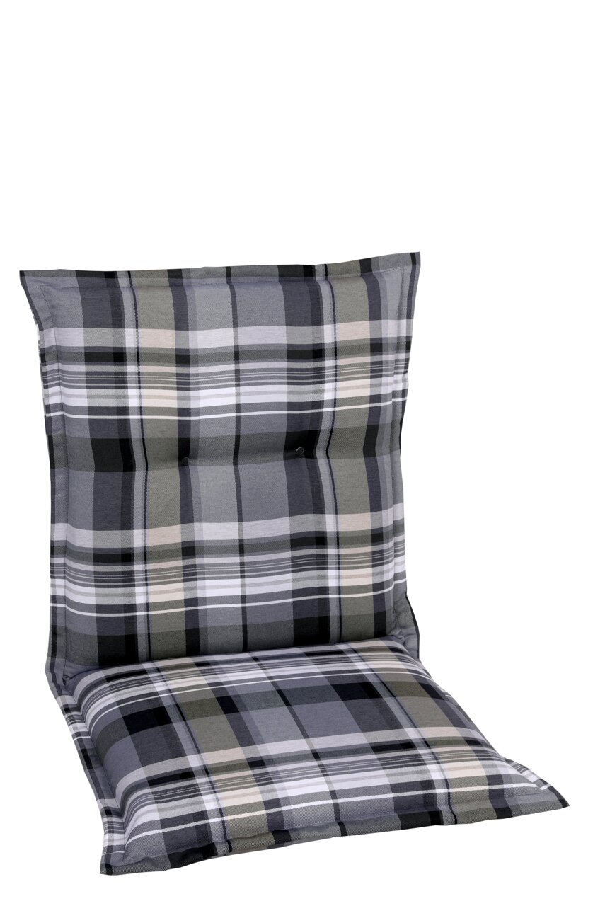 Go-De Sesselauflage Sesselauflage mit grauem und schwarzem Karomuster, Vorderansicht