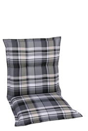 Sesselauflage mit grauem und schwarzem Karomuster, Vorderansicht