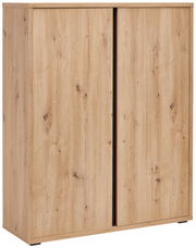 Schuhschrank aus Holz mit zwei Türen, frontale Perspektive