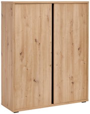Schuhschrank aus Holz mit zwei Türen, frontale Perspektive