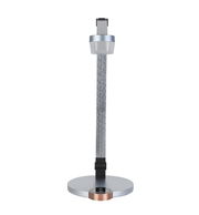 LED-Schreibtischleuchte in moderner, minimalistischer Ausführung, frontal abgebildet. Die Leuchte hat einen runden Sockel und einen schlanken, verstellbaren Arm.