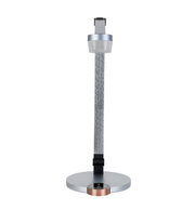 LED-Schreibtischleuchte in moderner, minimalistischer Ausführung, frontal abgebildet. Die Leuchte hat einen runden Sockel und einen schlanken, verstellbaren Arm.