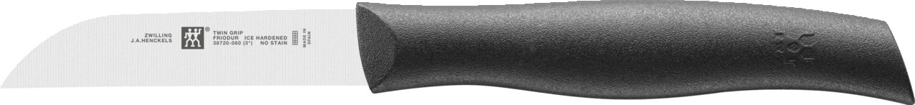 Groentemes TWIN GRIP met zwart handvat en gebogen lemmet, zijaanzicht