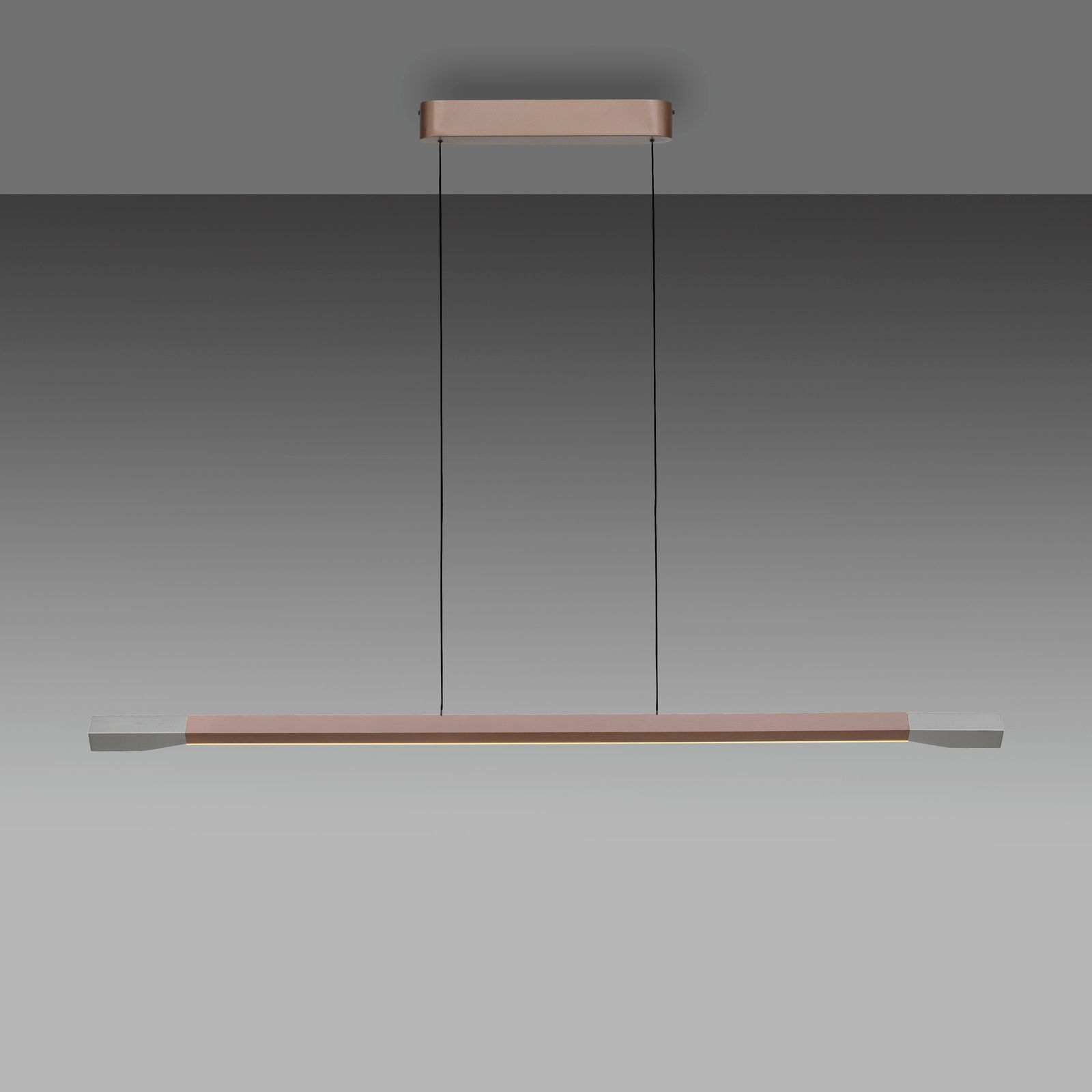 Moderne LED-Pendelleuchte in minimalistischem Design, seitliche Perspektive