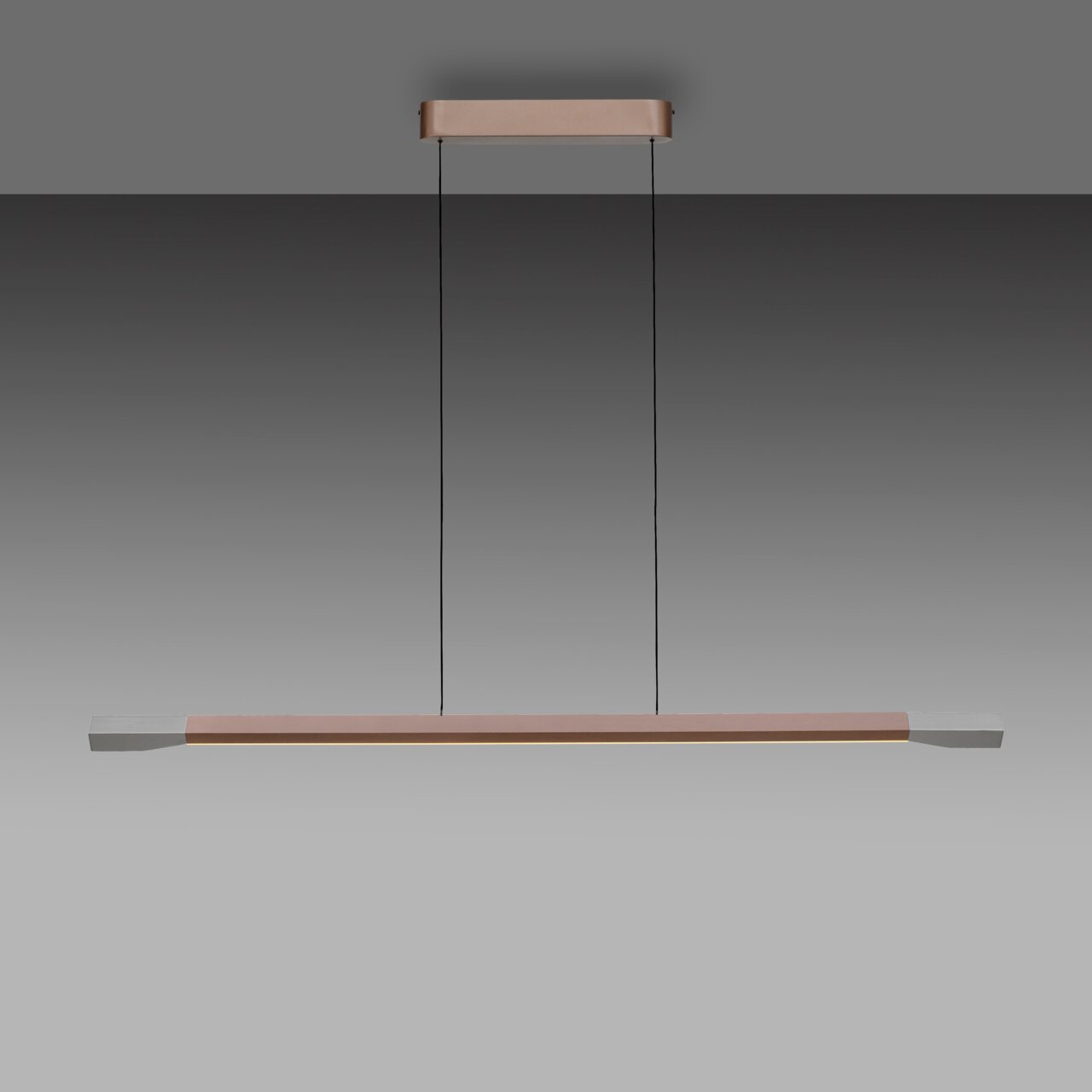 Moderne LED-Pendelleuchte in minimalistischem Design, seitliche Perspektive