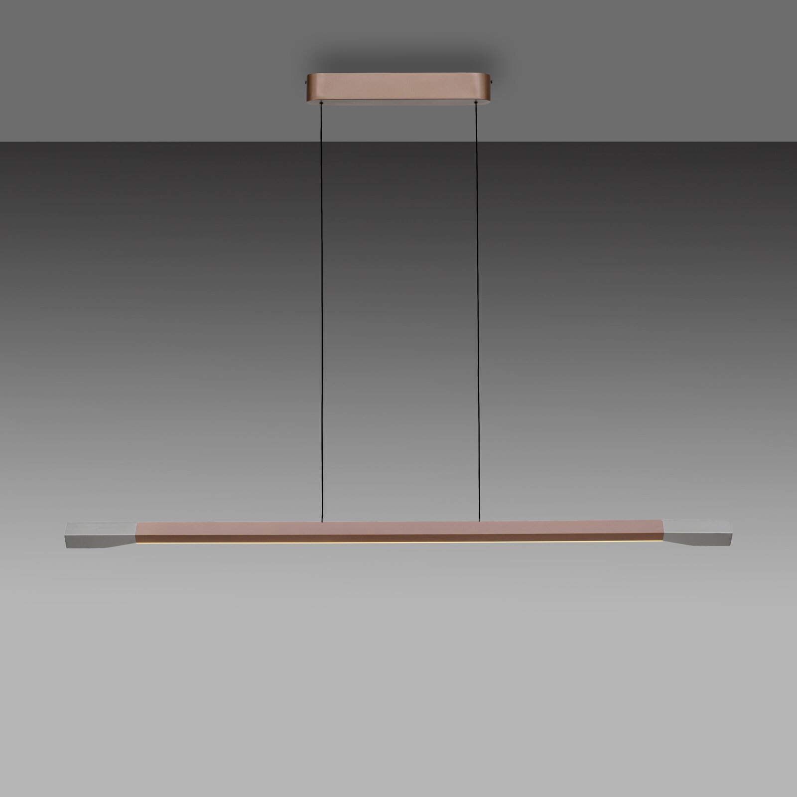 Moderne LED-Pendelleuchte in minimalistischem Design, seitliche Perspektive