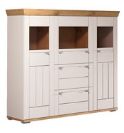 Helles Highboard mit Holzdetails, Frontansicht