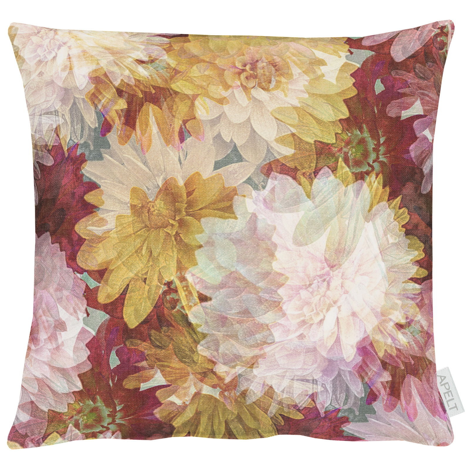 Kissenhülle mit buntem Blumenmuster, Vorderansicht