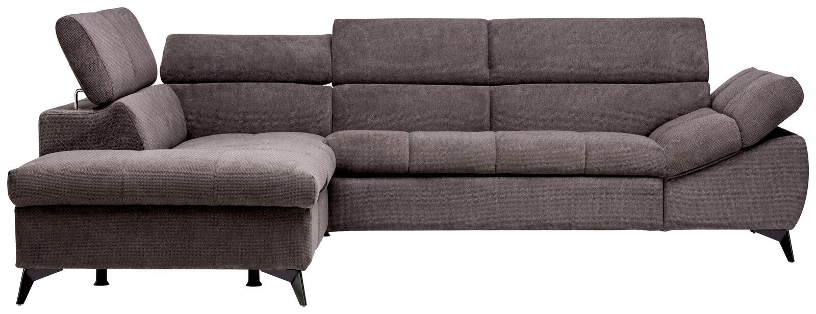 Graues Ecksofa Stylife BILLY mit verstellbaren Kopfstützen, seitlicher Perspektive.