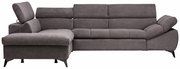 Graues Ecksofa Stylife BILLY mit verstellbaren Kopfstützen, seitlicher Perspektive.