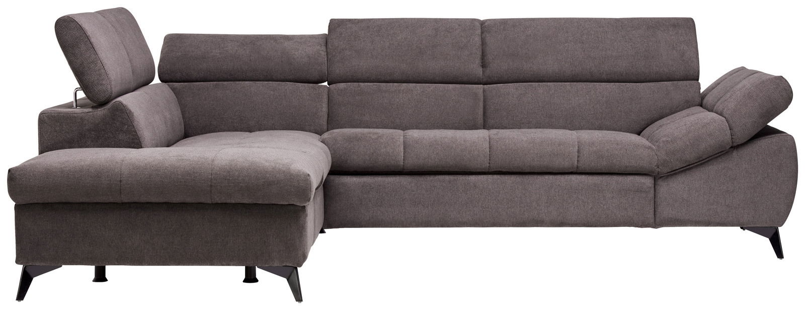 Graues Ecksofa Stylife BILLY mit verstellbaren Kopfstützen, seitlicher Perspektive.