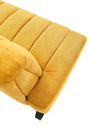 Gelbe 2er-Sitzbank aus Samtstoff, Nahaufnahme von oben