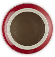 Rote Keksdose mit Deckel, Draufsicht