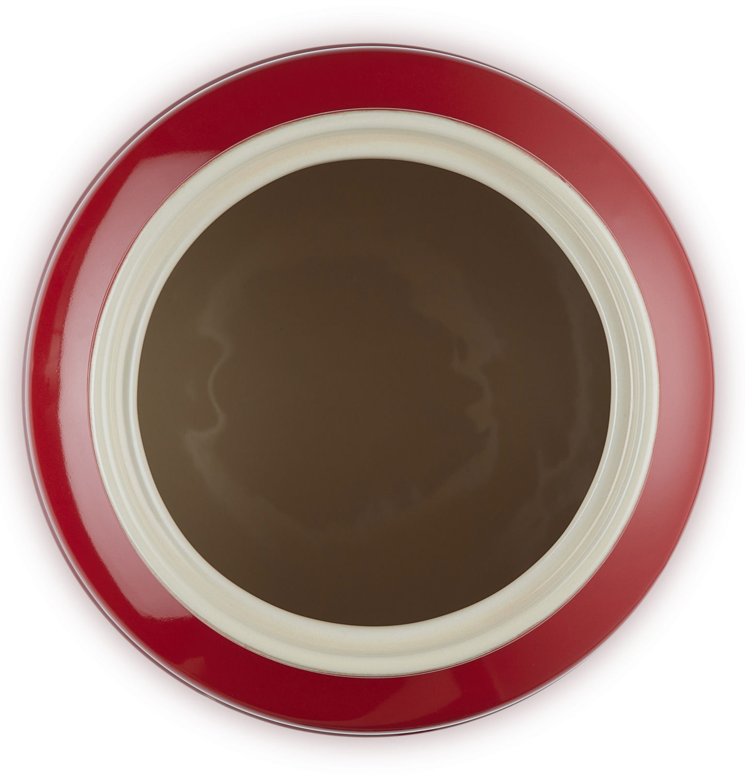 Rote Keksdose mit Deckel, Draufsicht