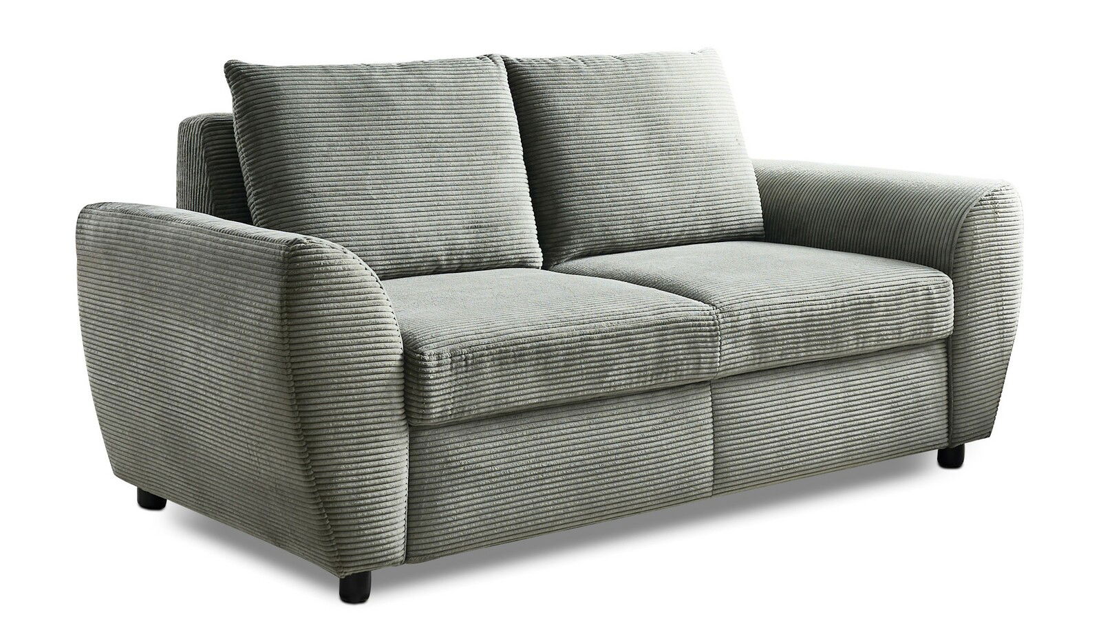 StepOne Schlafsofa MULTIFLEX PLUS Graues Funktionssofa mit geripptem Stoffbezug, seitliche Perspektive