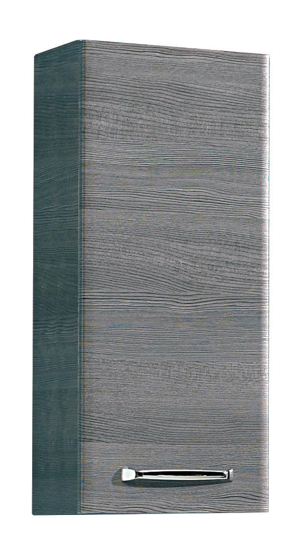 XORA Wandschrank ATHEN Grauer Wandschrank mit Holzmaserung und silbernem Griff, seitliche Perspektive