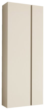 Beige Garderobenschrank mit zwei Türen, seitliche Perspektive