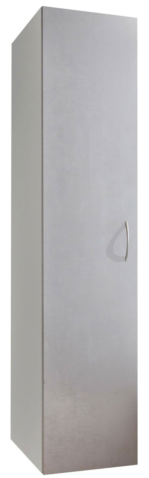 XORA Kleiderschrank MULTIRAUMKONZEPT Moderner grauer Kleiderschrank mit einer Tür und silbernem Griff, seitliche Perspektive