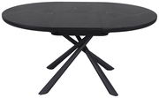 Runder Esstisch mit schwarzer Marmoroptik und gekreuzten Beinen, Frontalansicht