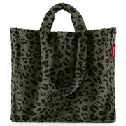 Leopardenmuster-Tasche aus weichem Material mit zwei Griffen, Vorderansicht