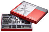 60-teiliges Besteckset Skyline aus Edelstahl 18/10 in geöffneter Verpackung, Draufsicht
