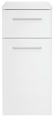 Weißer Unterschrank mit zwei Schubladen, Frontansicht