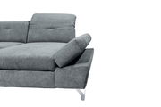 Graues Sofa mit verstellbarer Rückenlehne, seitliche Perspektive