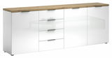 XL-Sideboard in Weiß mit Holzoberfläche, Frontansicht