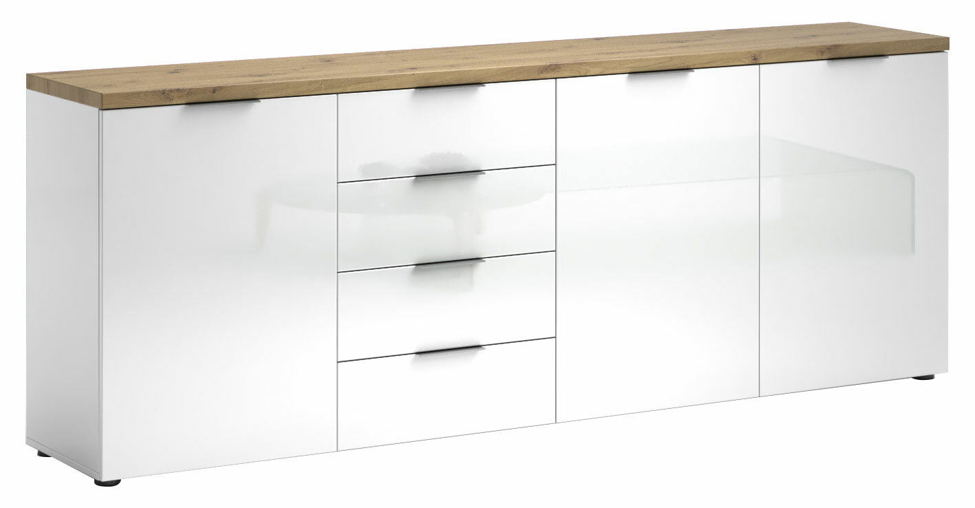 XORA XL-Sideboard IDEA XL-Sideboard in Weiß mit Holzoberfläche, Frontansicht