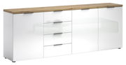 XL-Sideboard in Weiß mit Holzoberfläche, Frontansicht