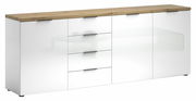 XL-Sideboard in Weiß mit Holzoberfläche, Frontansicht