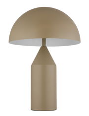 Moderne Tischleuchte ATOMA in Beige, seitliche Perspektive