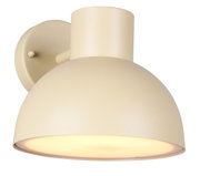 Beige buitenwandlamp met ronde kap, zijaanzicht